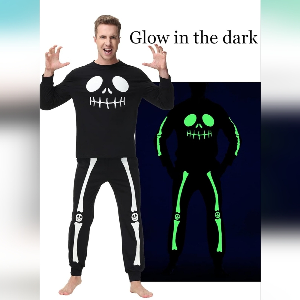 HALCYEEN | Men's  Glow in the Dark Skeleton Pajama Set | SZ L